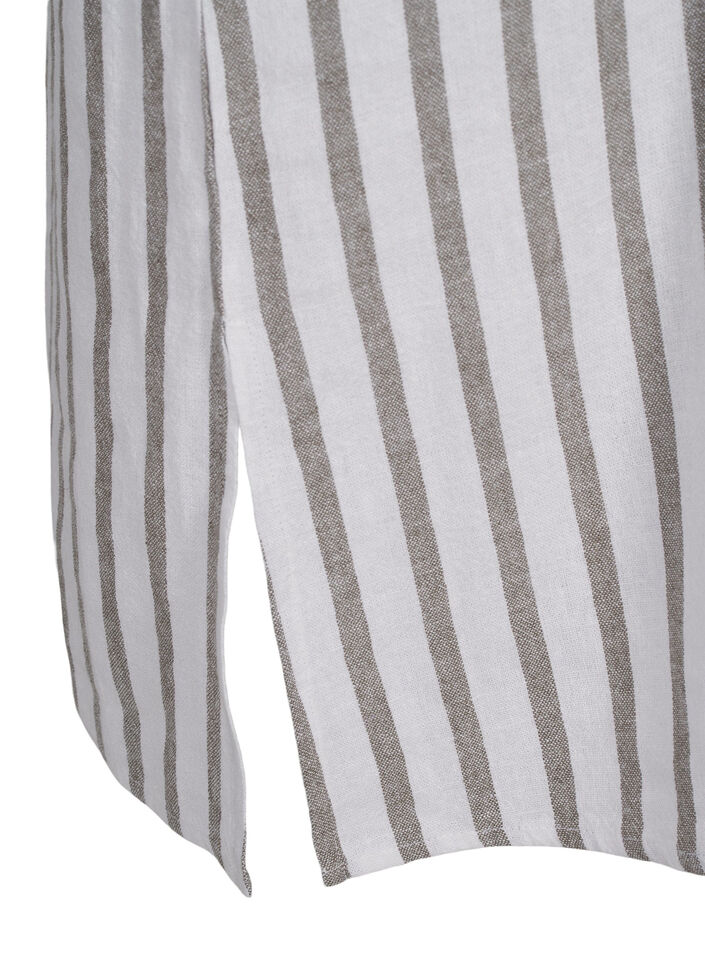 Striped tunic dress in linen-viscose mix, White Stripe, Packshot image number 3