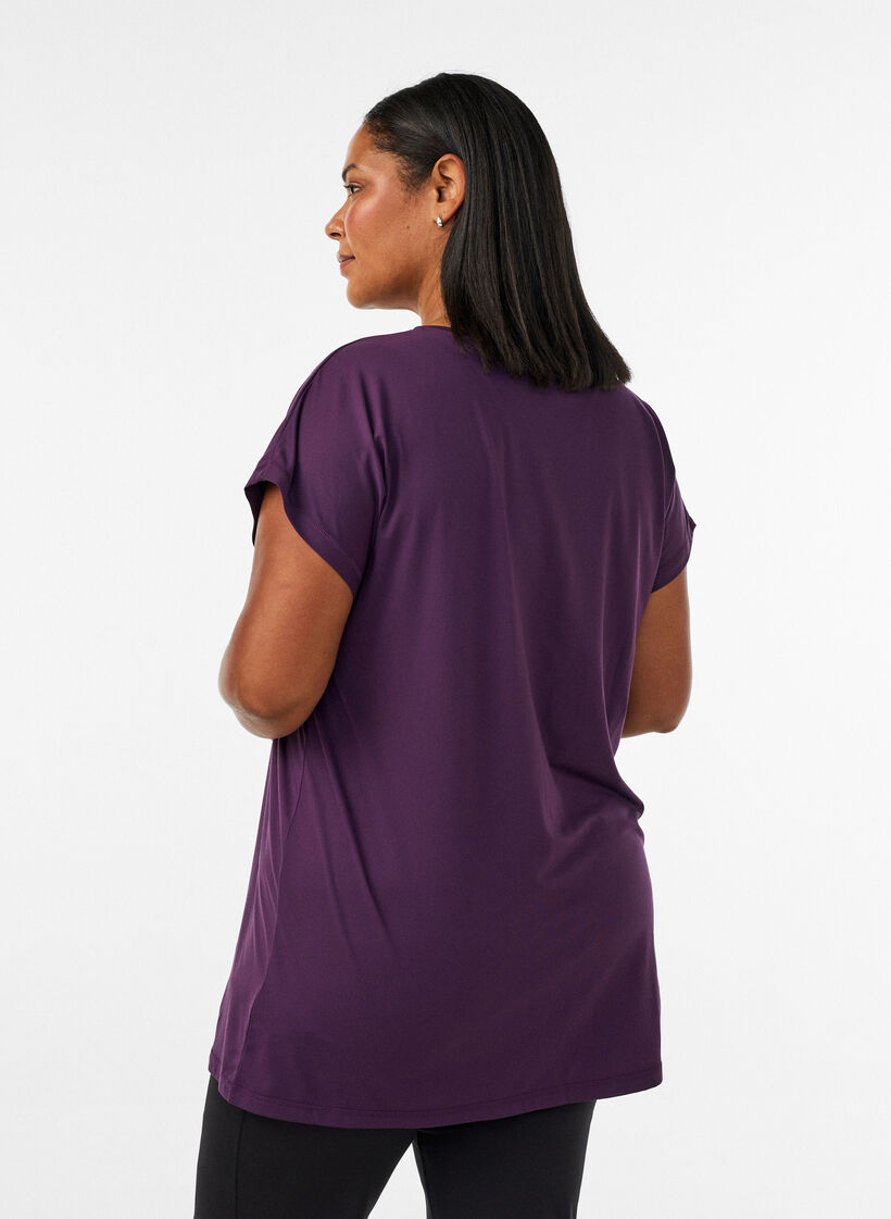 Long workout T-shirt, Purple, Model image number 2