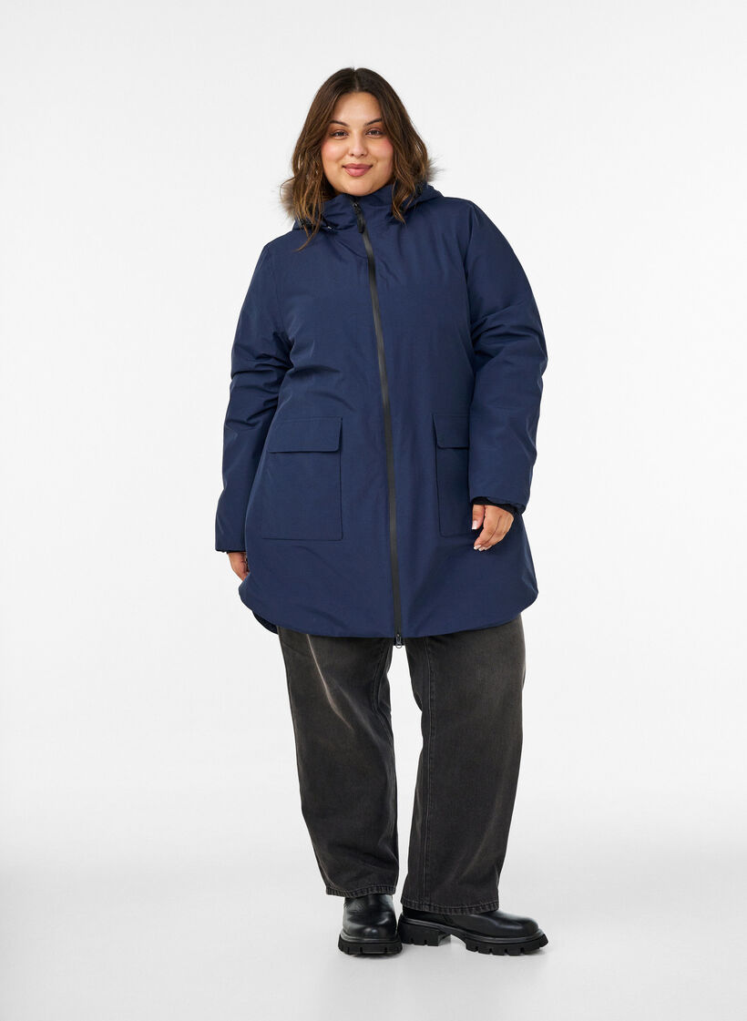 Waterproof hooded parka, Blue, Model image number 1