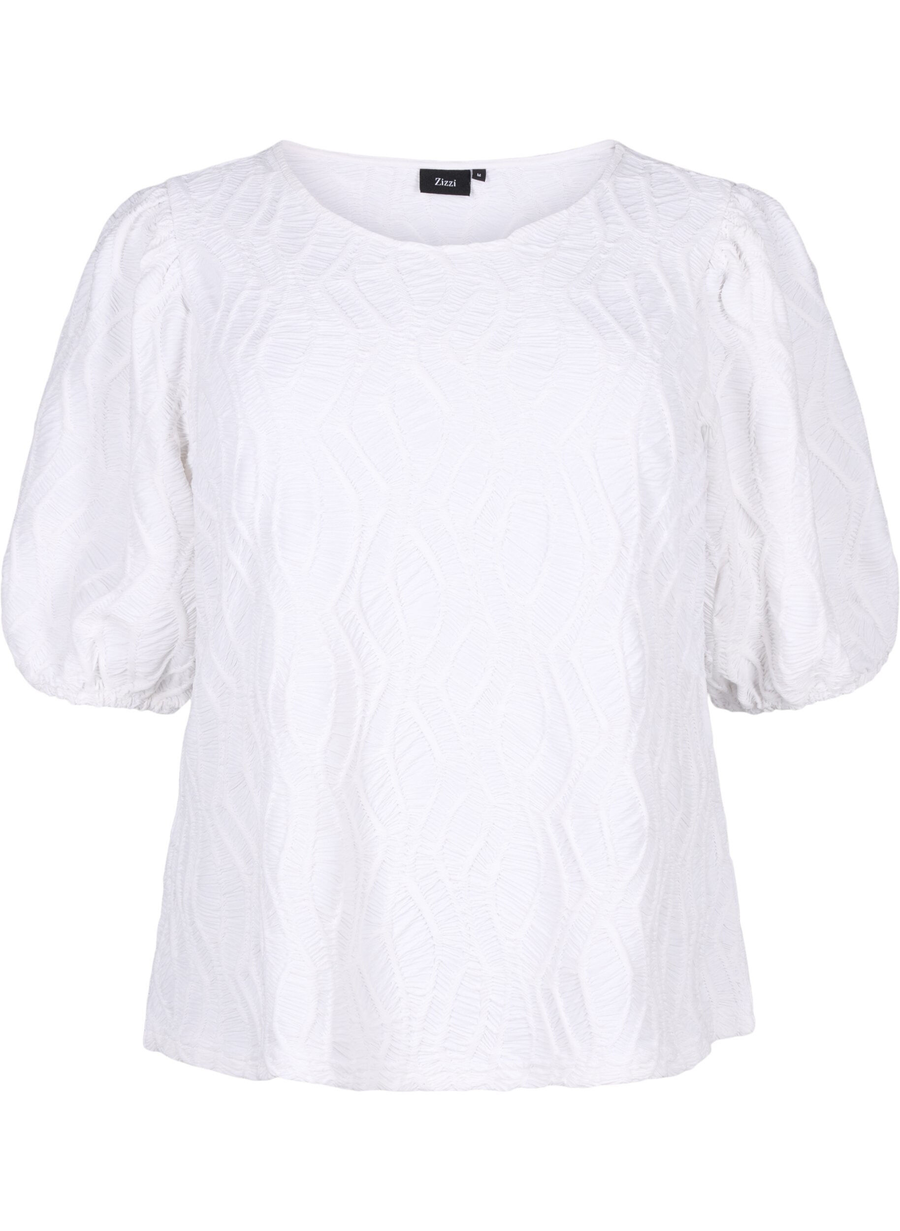 Zizzifashion Textured blouse with short sleeves, Bright White, Packshot image number 0