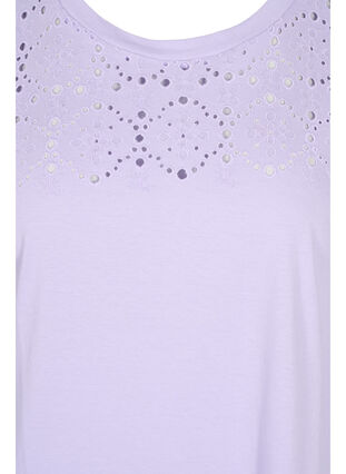 Loose t-shirt with embroidery anglaise, Lavender, Packshot image number 2