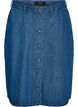 A-line denim skirt with wavy button placket, Blue, Packshot image number 0