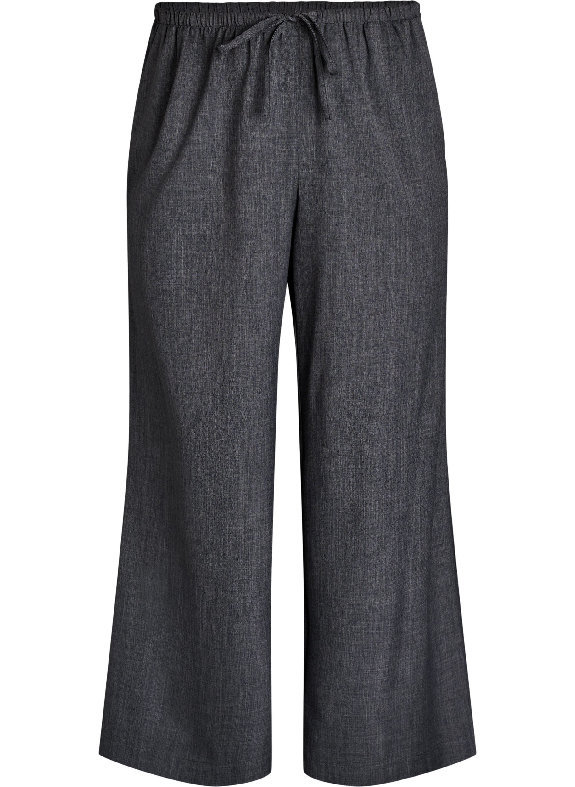 Zizzifashion High-waisted trousers with wide legs, Dark Grey, Packshot image number 0