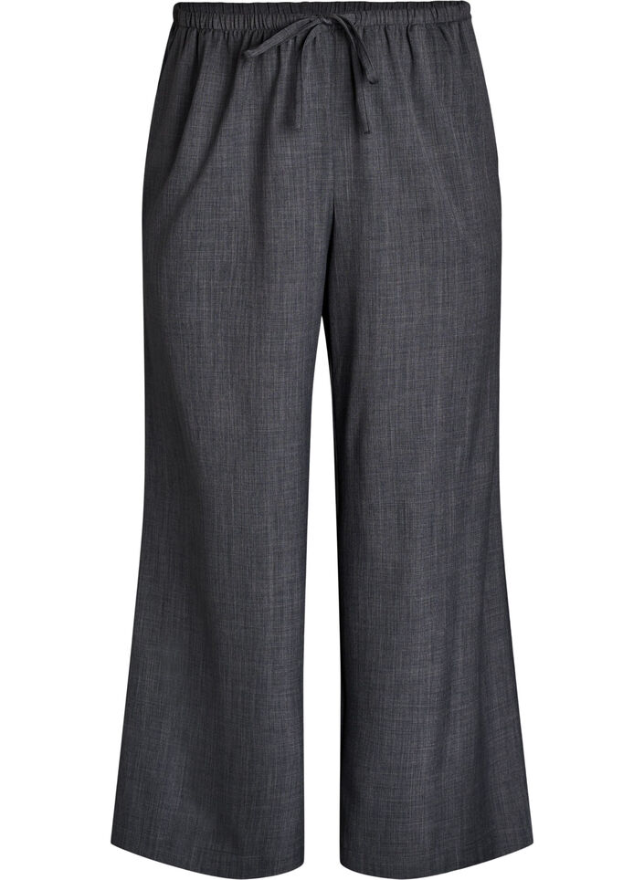 High-waisted trousers with wide legs, Dark Grey, Packshot image number 0