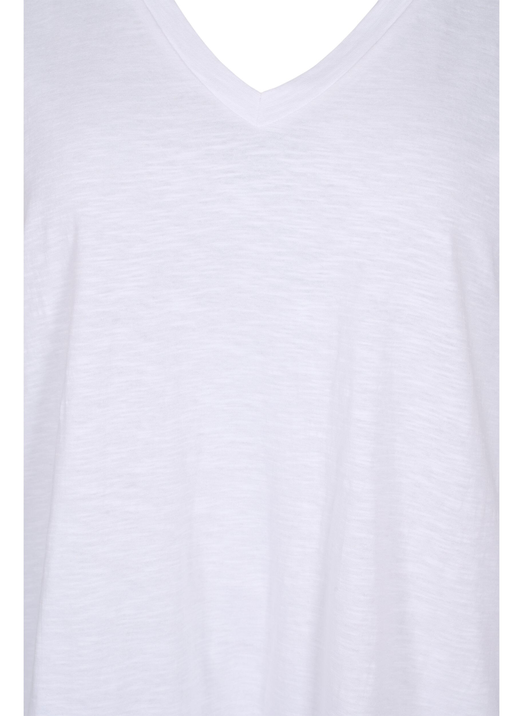 Zizzifashion Single colour oversized t-shirt with v-neck, White, Packshot image number 2