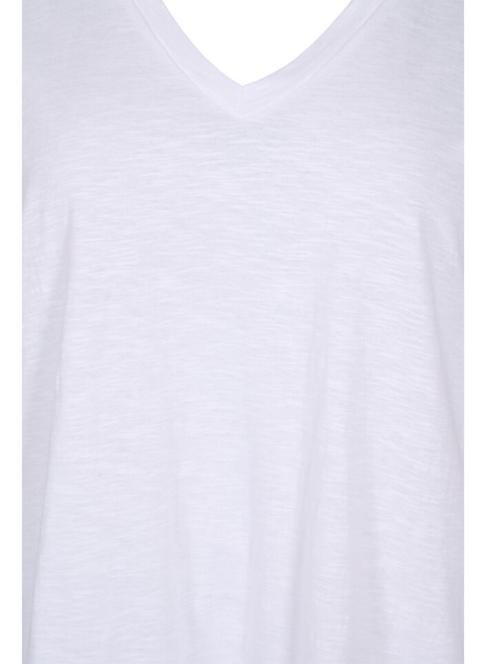 Single colour oversized t-shirt with v-neck, White, Packshot image number 2