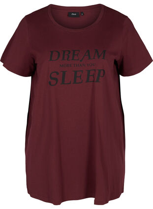 Oversize sleep T-shirt in organic cotton, Tawny Port, Packshot image number 0