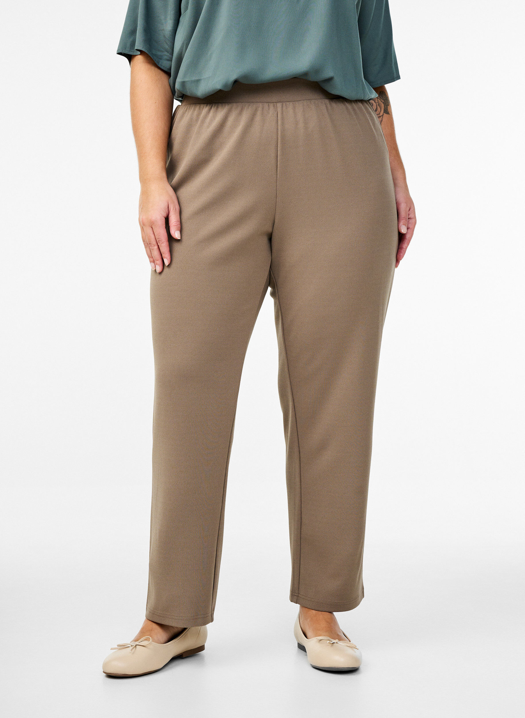 Zizzifashion Straight fit trousers, Beige, Model image number 2