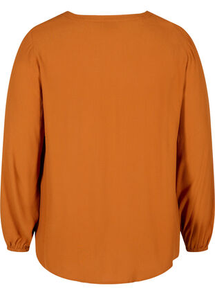 Long-sleeved viscose blouse with V-neck, Autumnal, Packshot image number 1