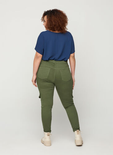 Ankle length cotton trousers, Army green , Model image number 0