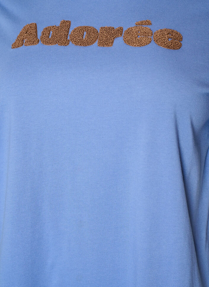 Organic cotton T-shirt with front print, Blue, Packshot image number 2