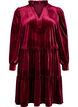 Short velour dress with a ruffle collar and long sleeves, Red, Packshot image number 0