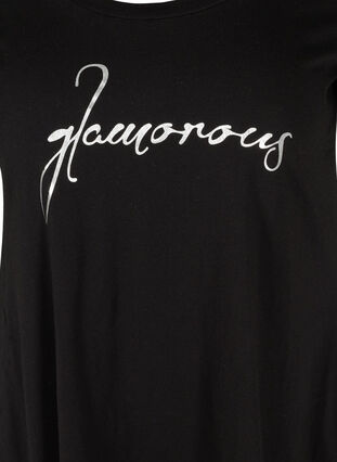 Short-sleeved cotton t-shirt with a-line, Black GLAMOROUS, Packshot image number 2