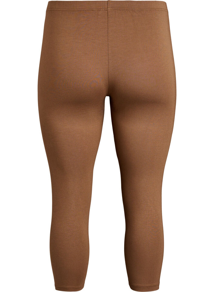 Basic 3/4 leggings in viscose, Brown, Packshot image number 1