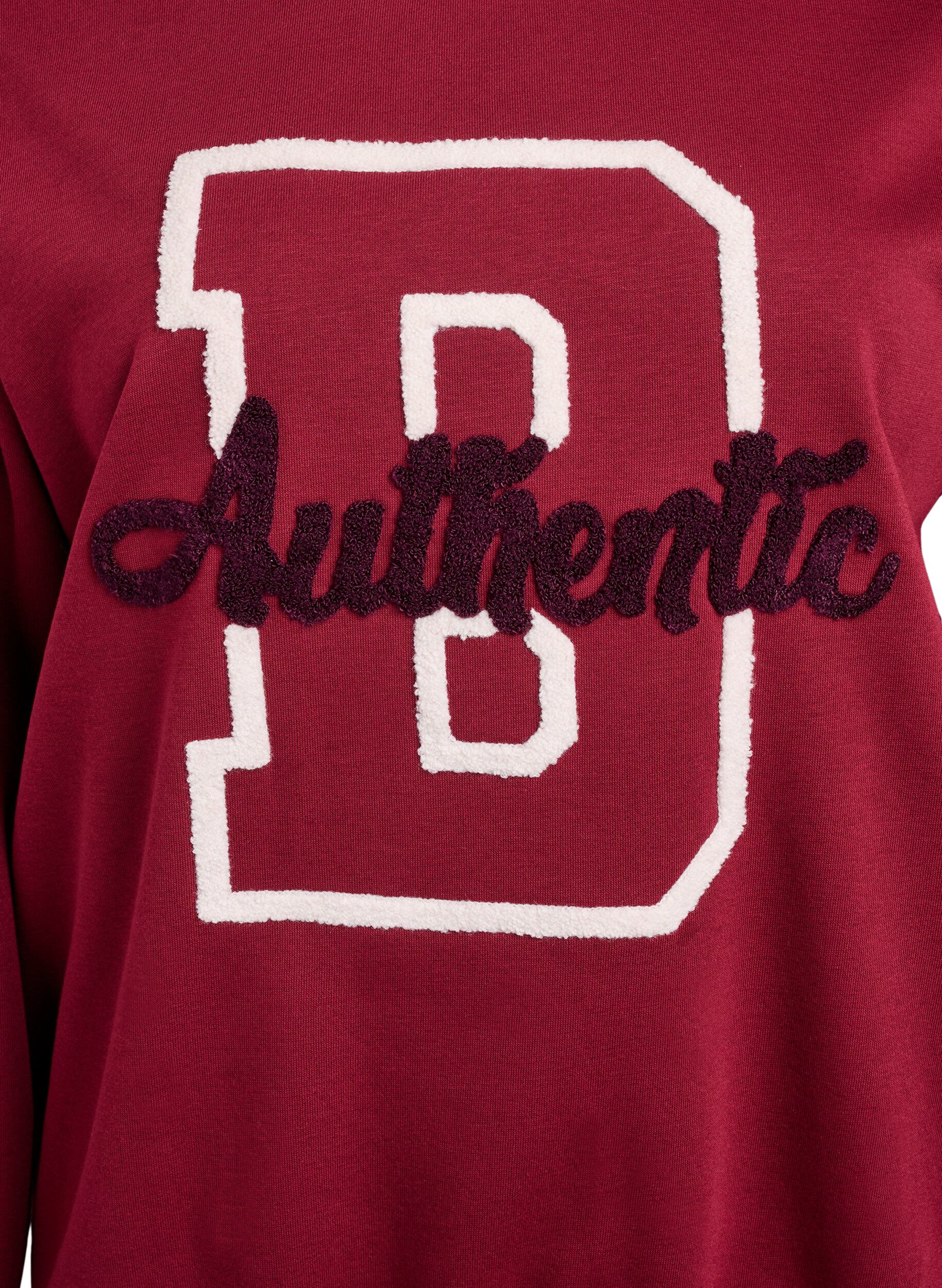 Zizzifashion Sweatshirt with terry text, Dark Bordeaux, Packshot image number 2