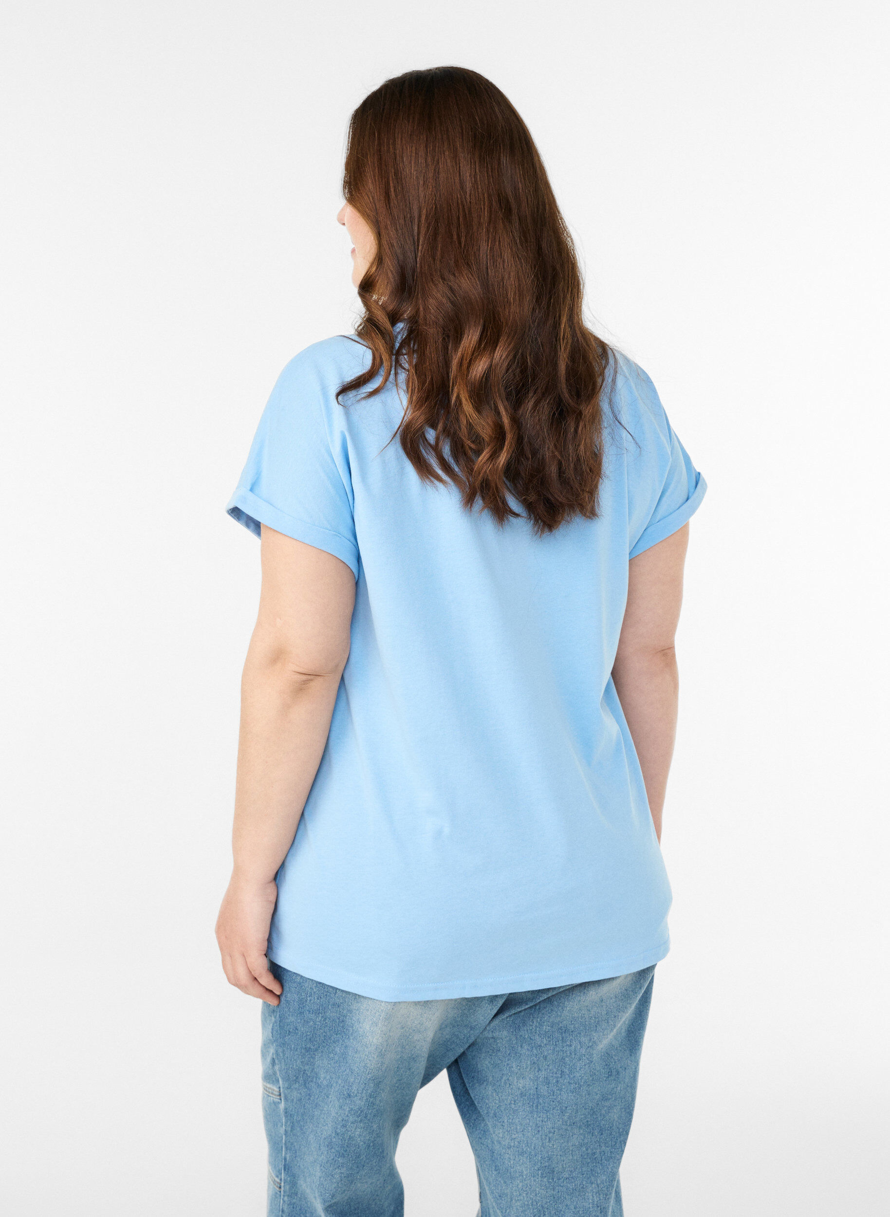 Zizzifashion Short-sleeved t-shirt in a cotton blend, Light Blue, Model image number 2