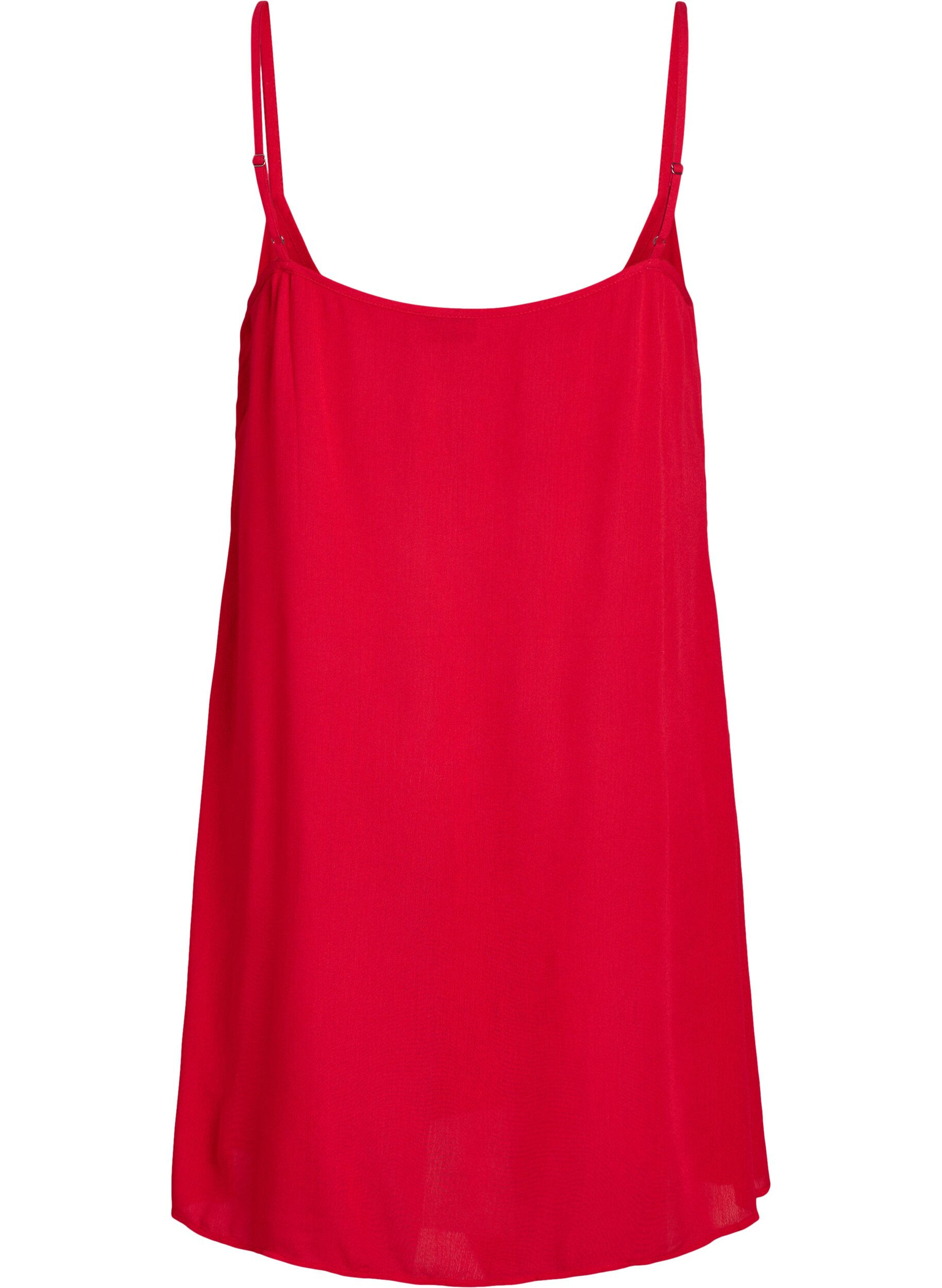 Zizzifashion Solid colour strap dress in viscose, Red, Packshot image number 1