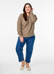Long-sleeved knit blouse with an openwork pattern, Desert Taupe, Model image number 2