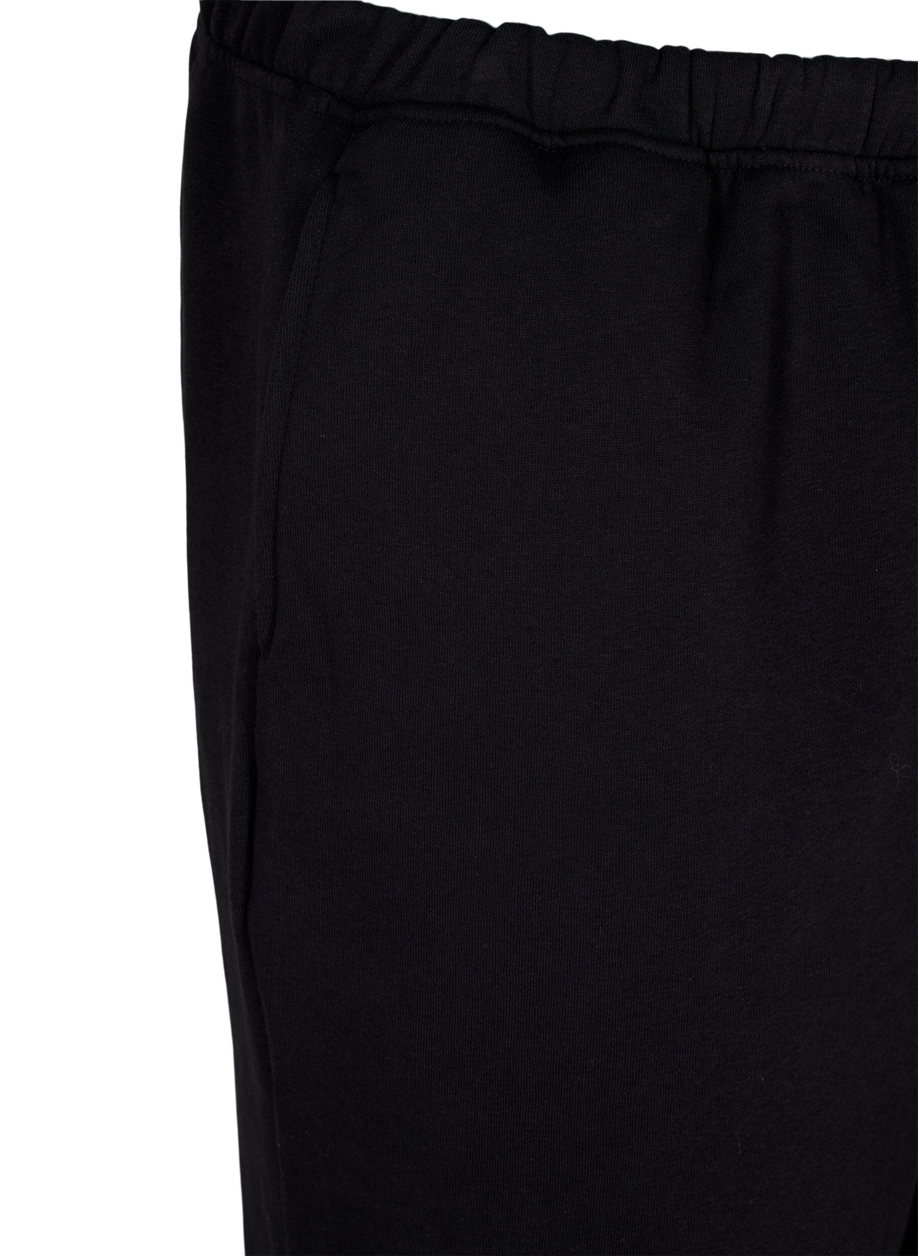 Zizzifashion Loose cotton trousers with pockets, Black, Packshot image number 2