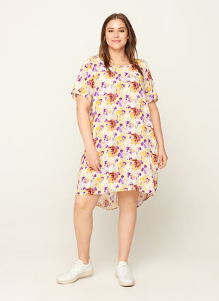 Short-sleeved floral dress, Flower AOP, Model image number 2