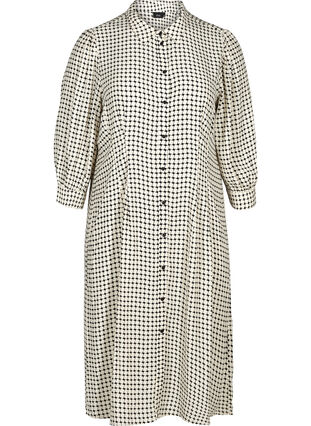 Checked viscose dress with buttons, Birch AOP, Packshot image number 0