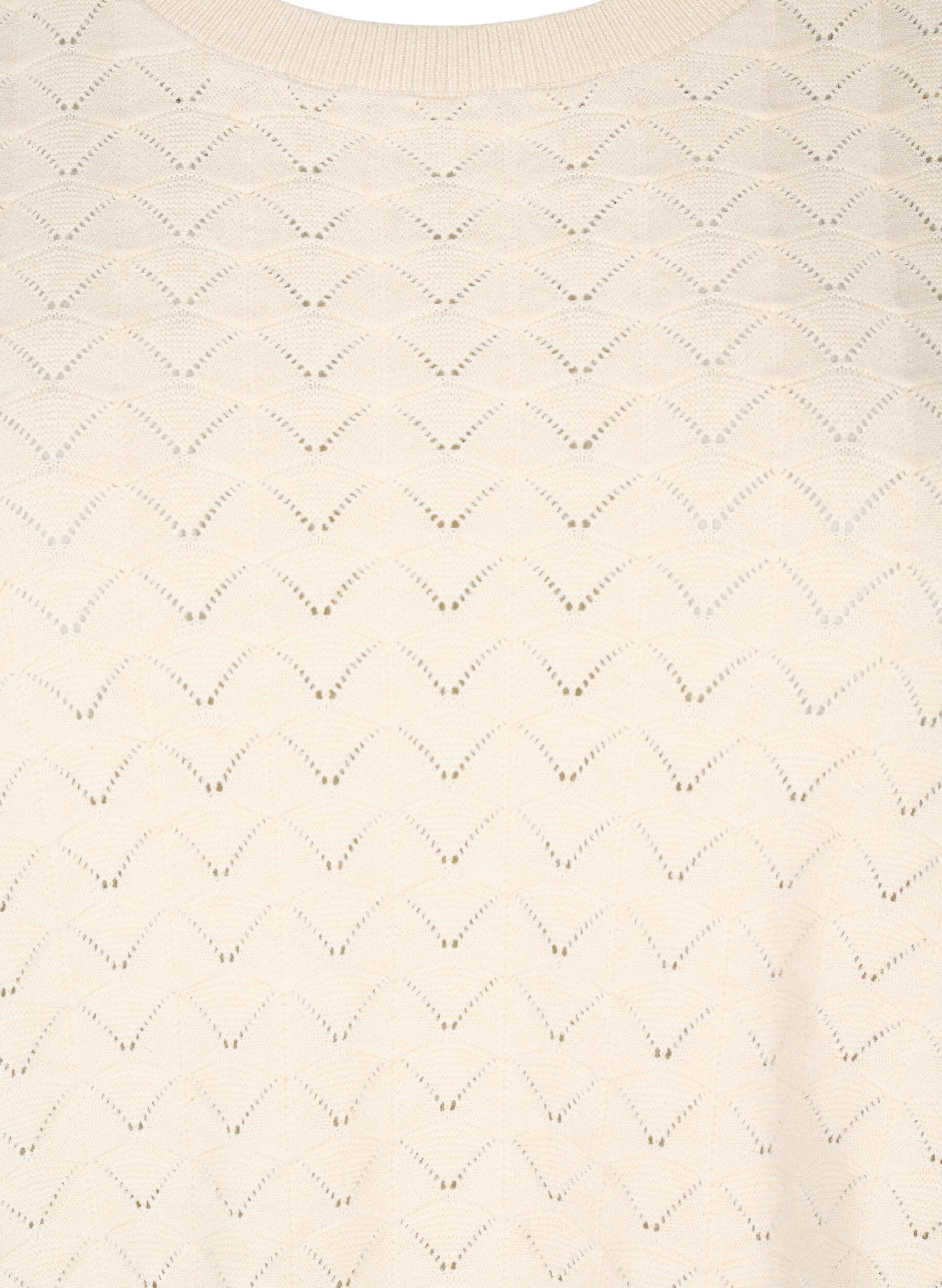 Zizzifashion Knitted blouse with openwork pattern and short sleeves, Birch Mel., Packshot image number 2