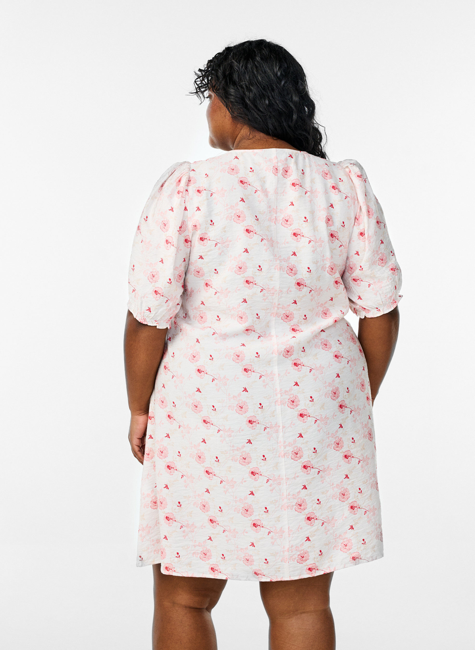 Zizzifashion Short A-line dress with floral print, Rose, Model image number 2