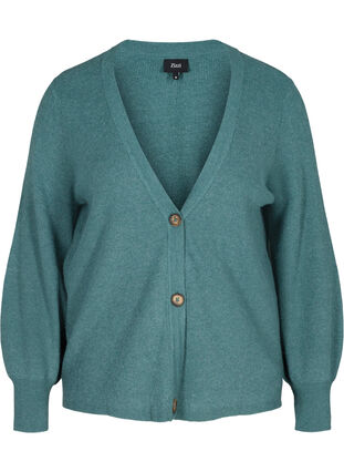 Short knitted cardigan with buttons, Sea Pine Mel., Packshot image number 0