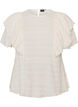 Blouse with smocked texture and ruffle sleeves, Vanilla, Packshot image number 0