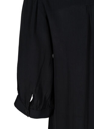Viscose tunic with buttons and 3/4 sleeves, Black, Packshot image number 3