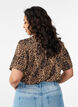 Blouse with short sleeves and v-neck, Brown, Model image number 2