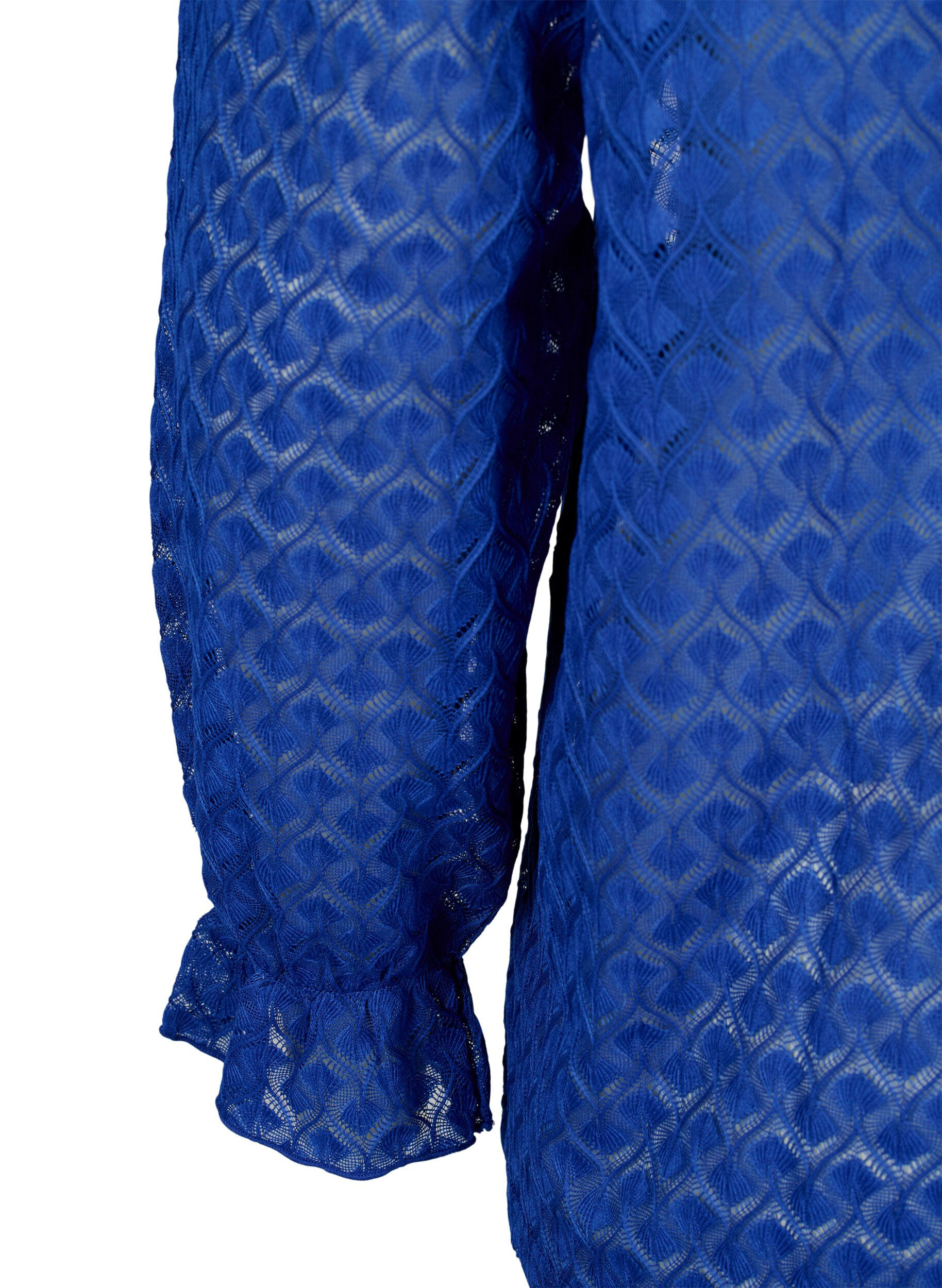 Zizzifashion Long-sleeved blouse with patterned texture, Deep Ultramarine, Packshot image number 3