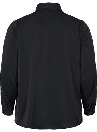 Plain, fringe trim shirt, Black, Packshot image number 1