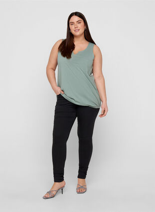 Plain-coloured top in cotton, Chinois Green, Model image number 2