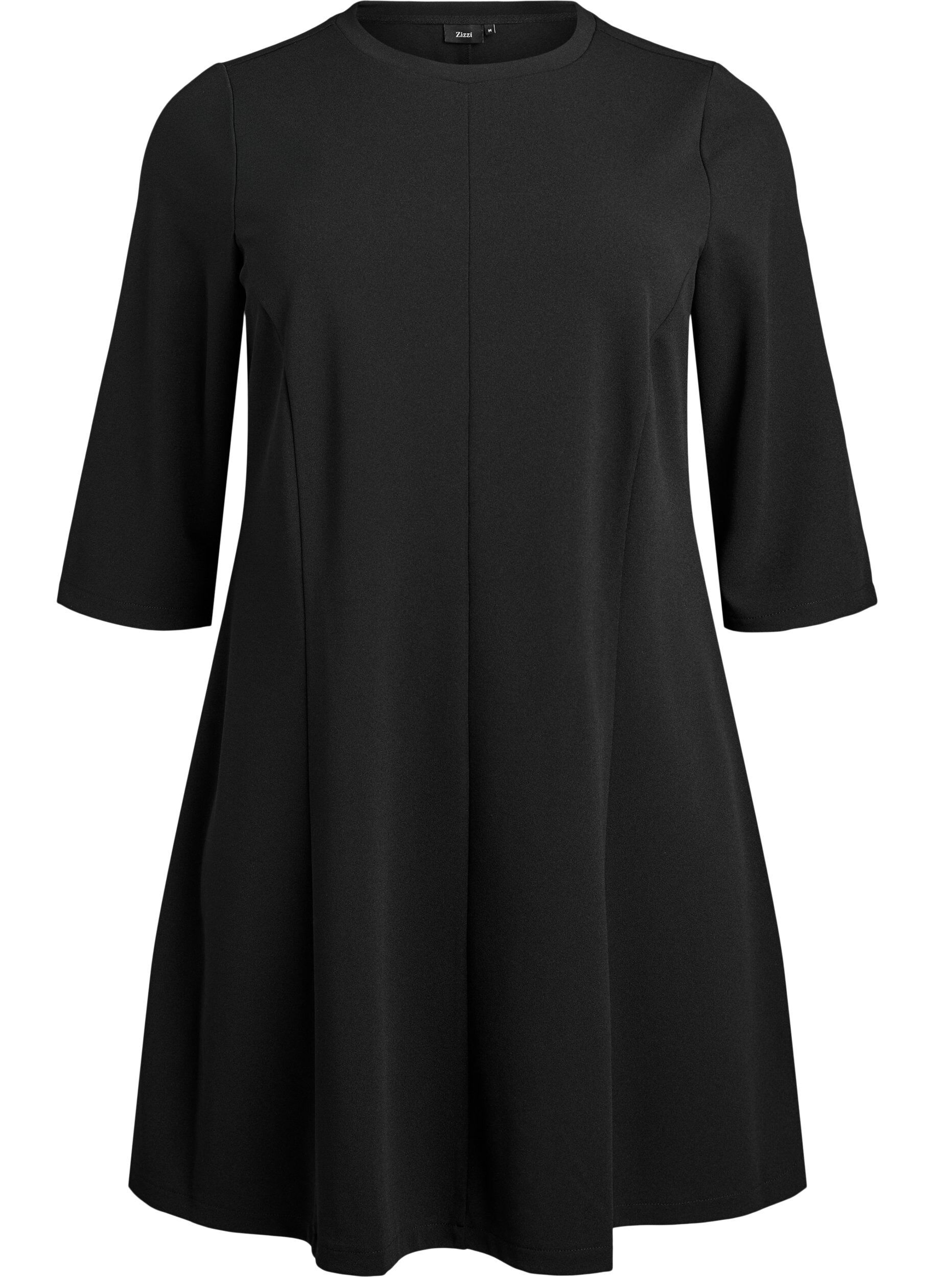 Short A-line jersey dress with 3/4 sleeves