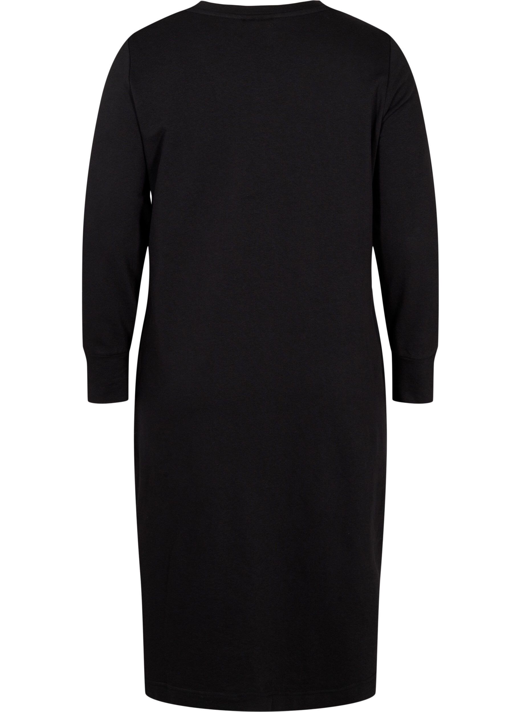 Zizzifashion Cotton sweater dress with pockets, Black, Packshot image number 1