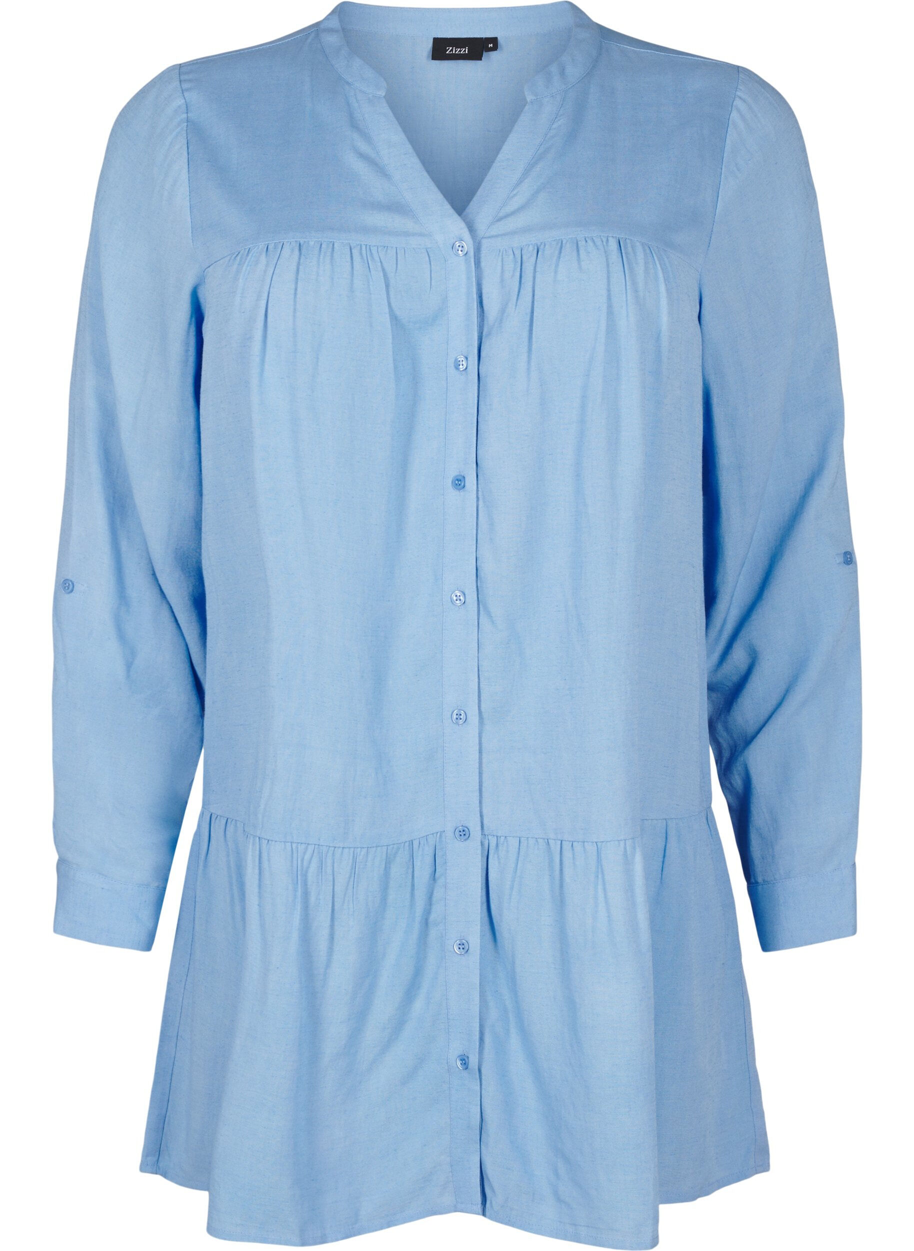Zizzifashion Tunic with V-neckline and gathered details, Light Blue, Packshot image number 0