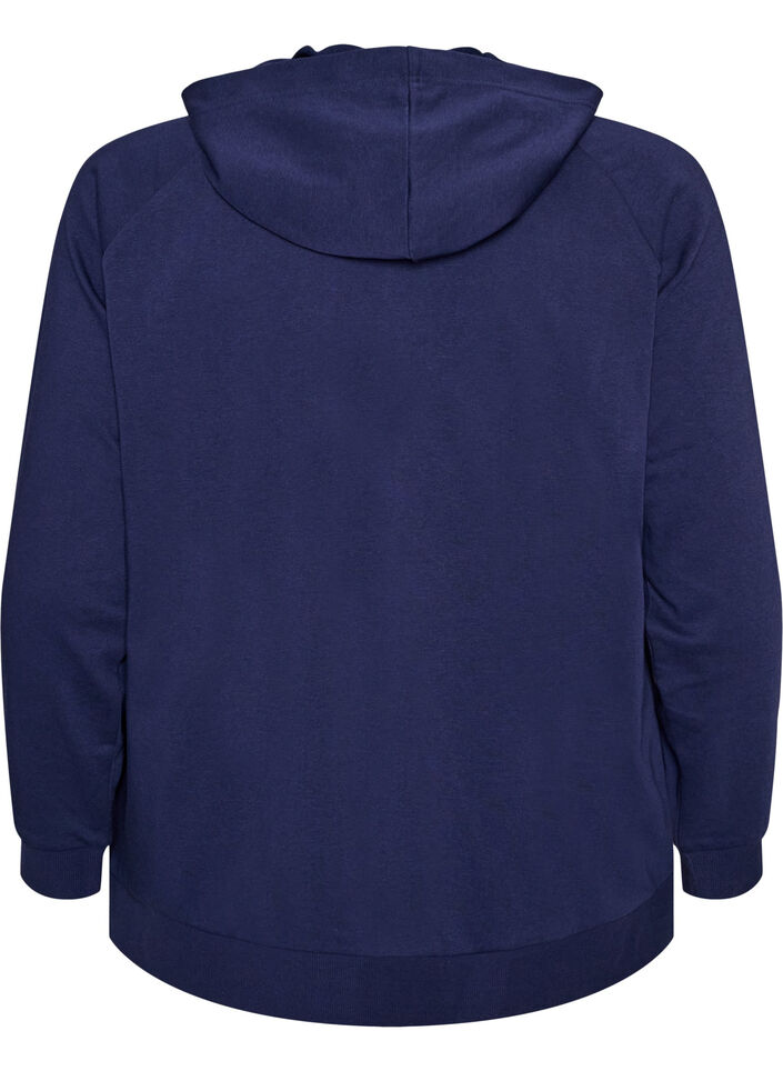 Hooded sweat cardigan with pockets, Blue, Packshot image number 1