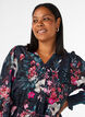 Floral midi dress with woven texture and tie-belt, Black, Model image number 2