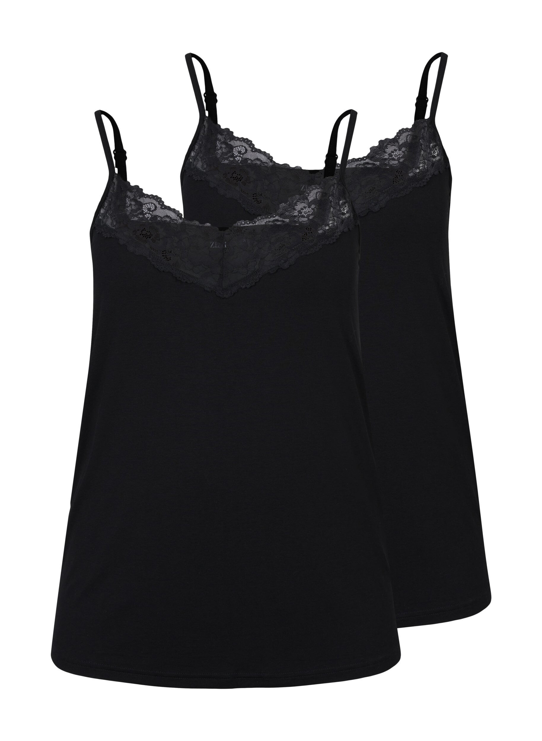 Zizzifashion Viscose top with lace details, Black, Packshot image number 0
