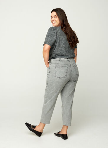 Cropped mom fit Mille jeans with a loose fit, Grey acid wash, Model image number 1