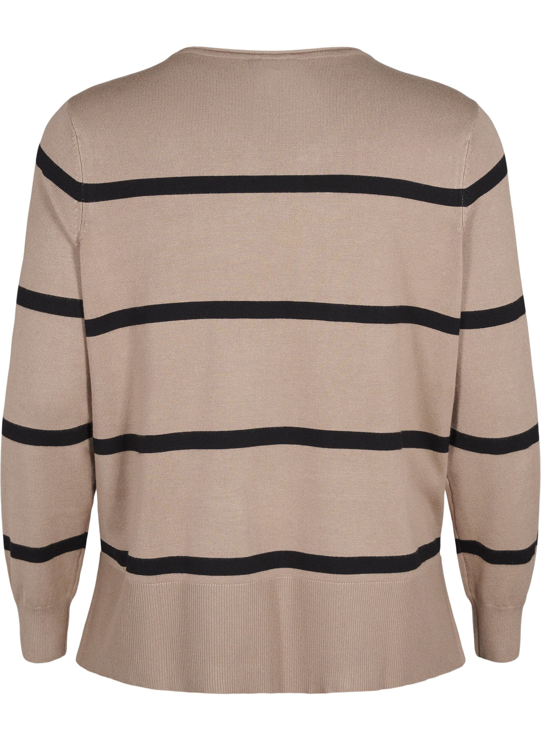 Zizzifashion Knitted viscose blouse with stripes, Grey, Packshot image number 1