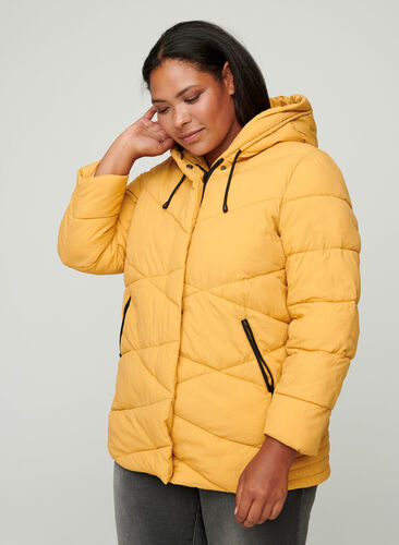 Wind proof hooded jacket with pockets, Spruce Yellow, Model image number 0