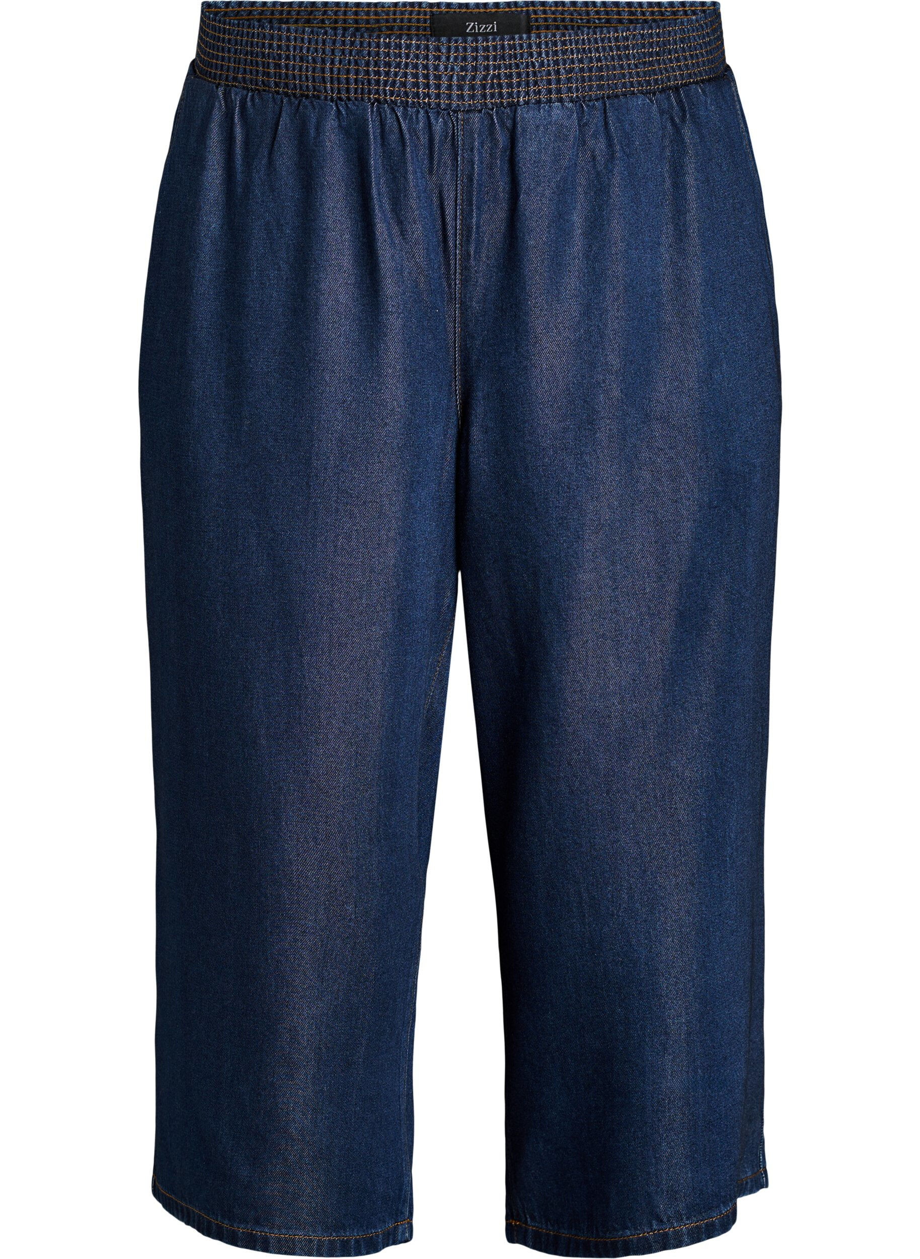 Zizzifashion Lyocell culotte trousers with wide legs and denim look, Blue, Packshot image number 0