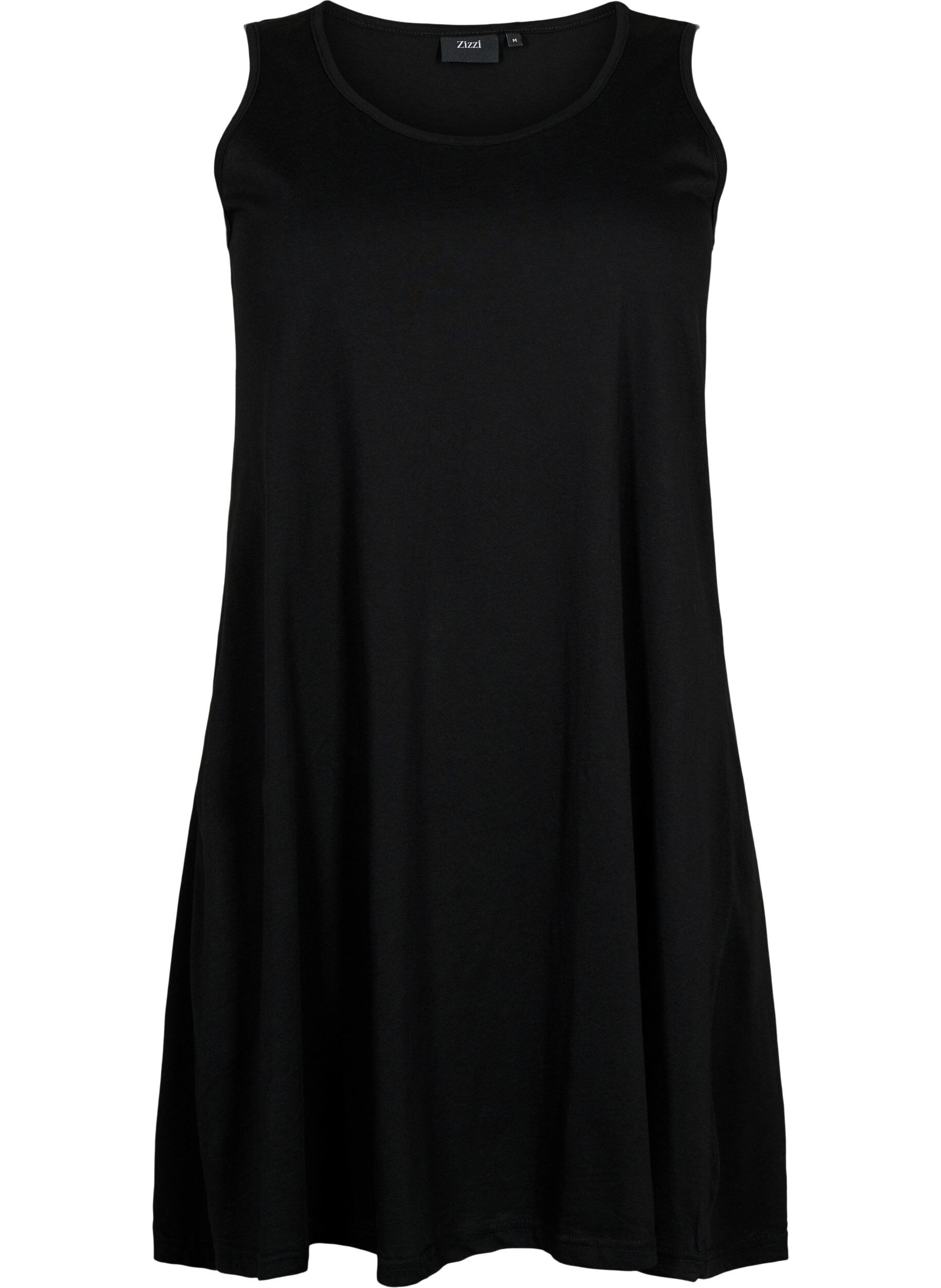 Zizzifashion Sleeveless cotton dress with a-shape, Black, Packshot image number 0