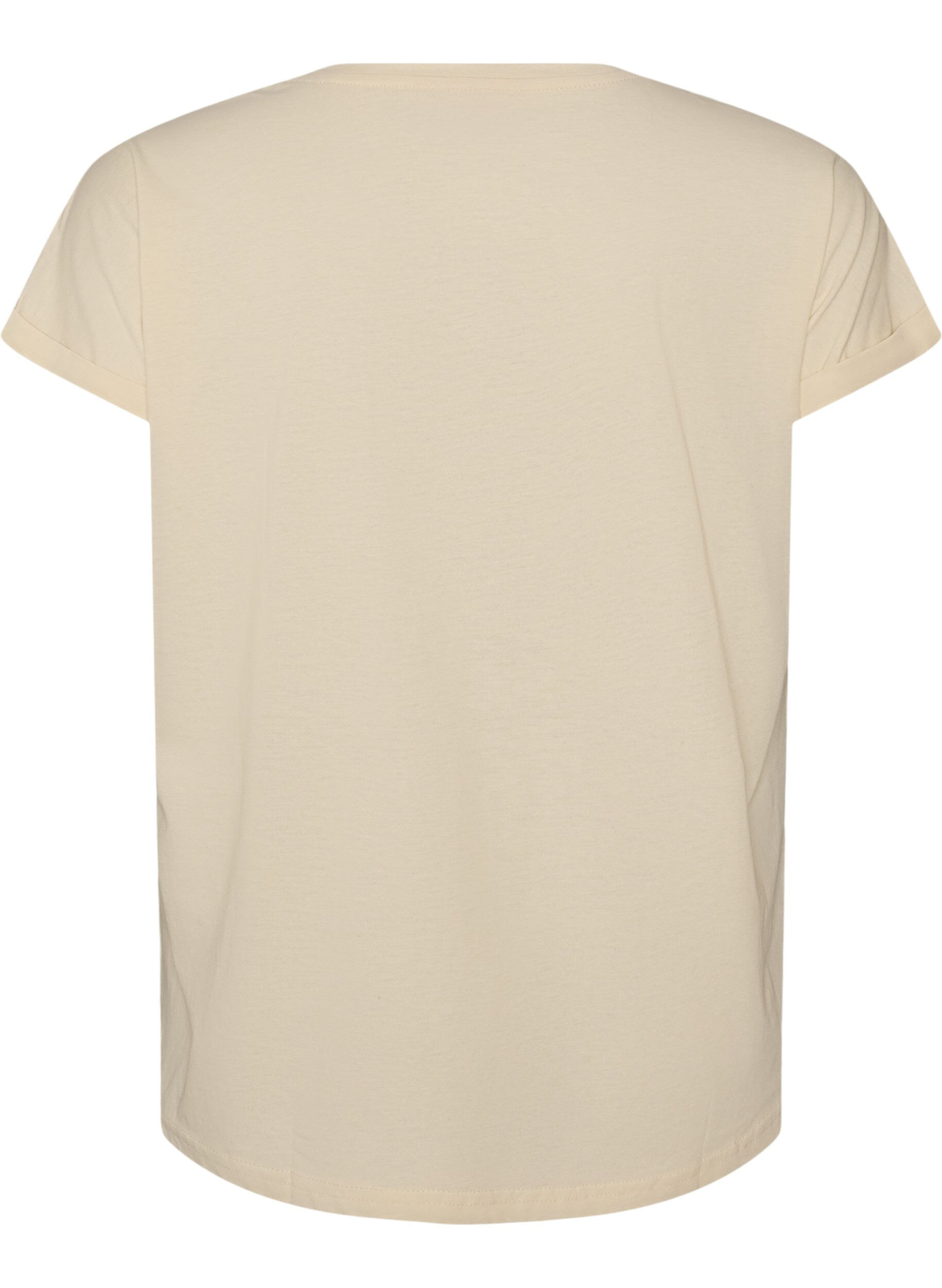 ZizzifashionT-shirt with decorative front print, Vanilla, Packshot image number 1