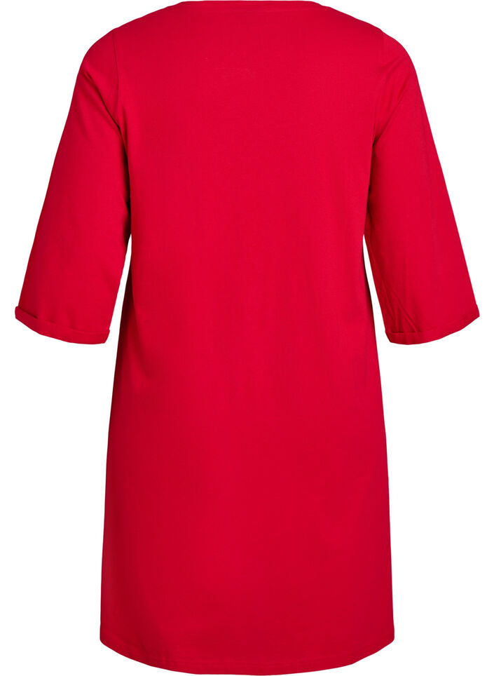 Nightdress in organic cotton with Christmas motif, Red, Packshot image number 1