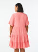 Knee-length A-line dress in linen and viscose, Coral, Model image number 2