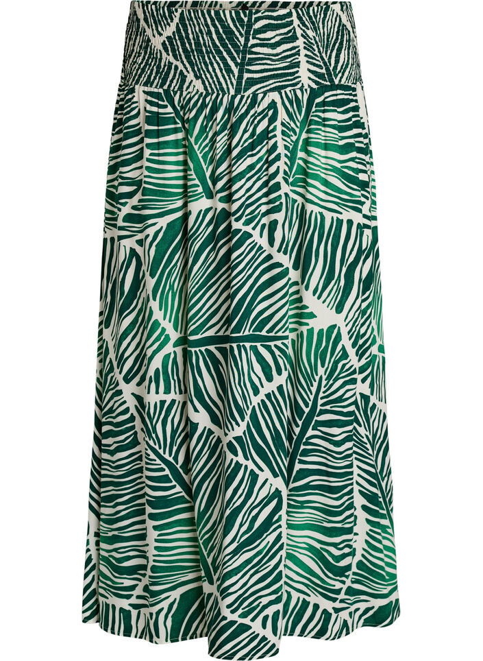 Viscose maxi skirt with smocking, Green, Packshot image number 0