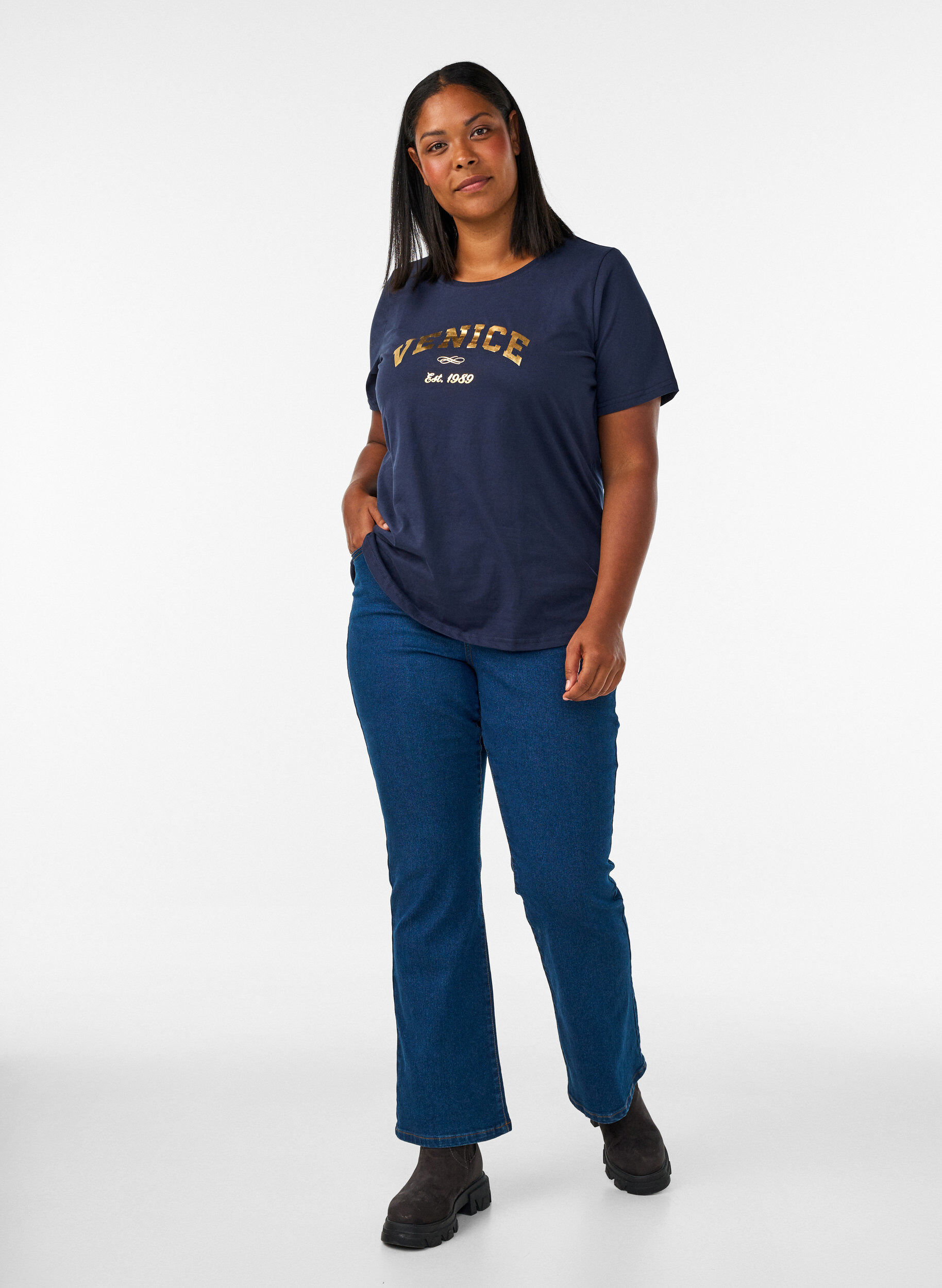 ZizzifashionT-shirt with motif, Blue, Model image number 1